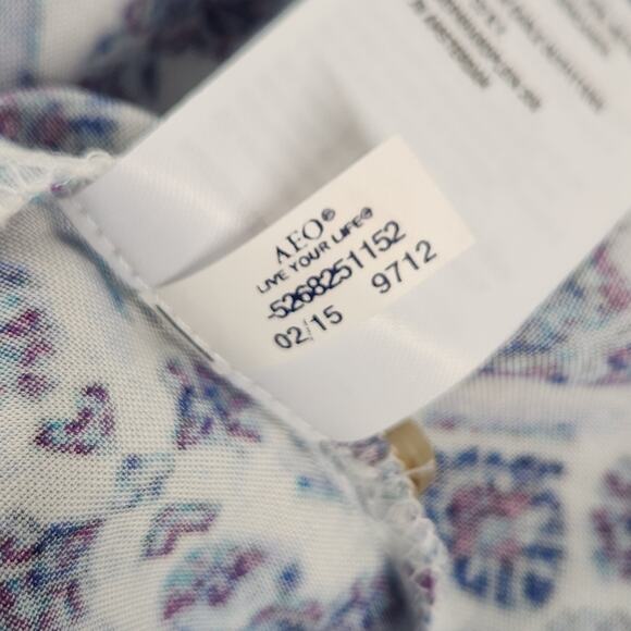 American Eagle Outfitters Button Up Romper Size XXS Blue Abstract Playsuit Boho - Picture 8 of 10